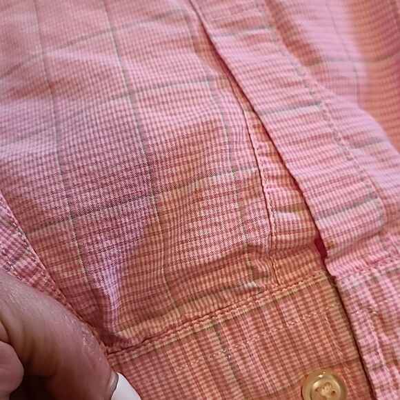 Lands end womens citton pibk and gray long sleeve button down shirt size 14 - Picture 3 of 6